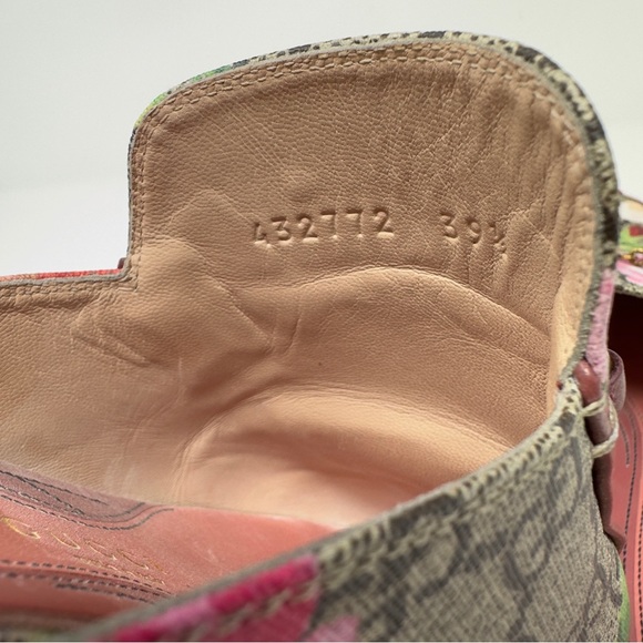 Gucci Princetown GG Supreme Pink Floral Blooms Horsebit Mules Loafers EU 39.5 - Picture 6 of 10